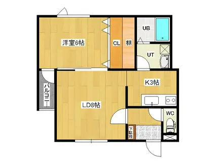 リバーサイド・ラピュタN(1LDK/3階)の間取り写真