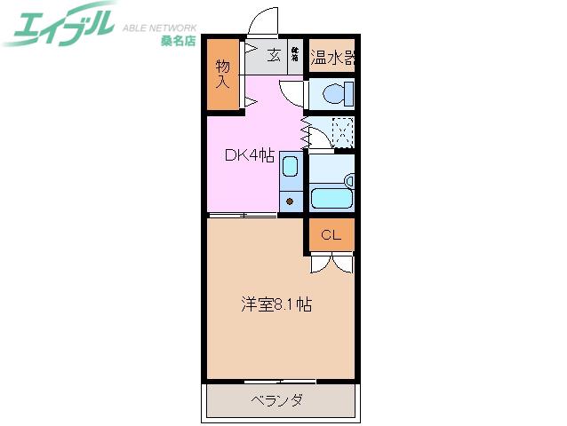 セピアコートII(1DK/1階)の間取り写真