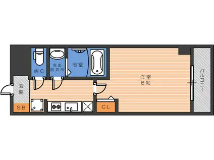 スプランディッド天王寺パークサイド(1K/8階)の間取り写真