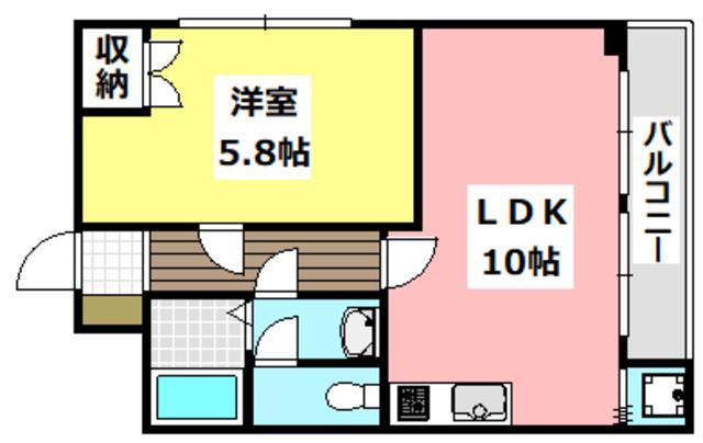 ループ千里丘(1LDK/3階)の間取り写真