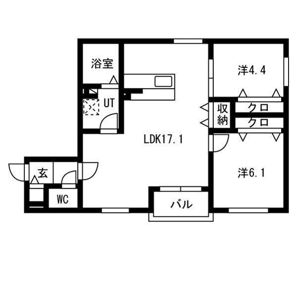 クラージュ浄心(2LDK/2階)の間取り写真