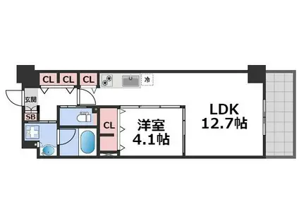 DIMUS北浜(1LDK/8階)の間取り写真