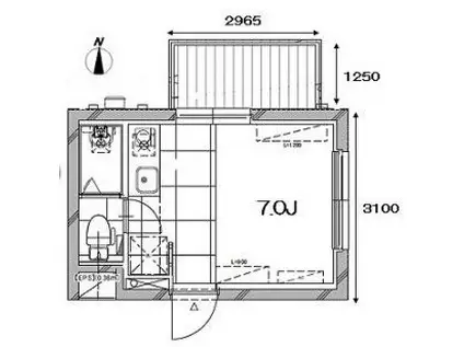 APARTMENT KURO武蔵小山I(ワンルーム/4階)の間取り写真