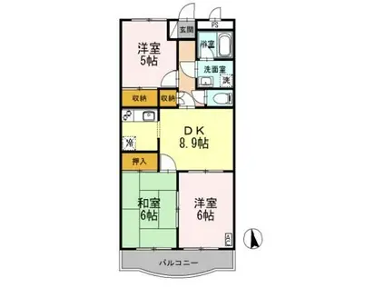 プルメリアイズシ(3DK/2階)の間取り写真