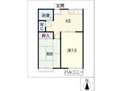 コーポ松尾(2K/2階)の間取り写真