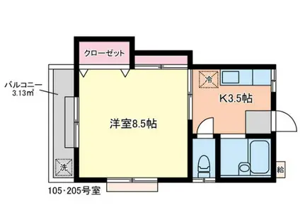 セドロ クアトロ(1K/2階)の間取り写真