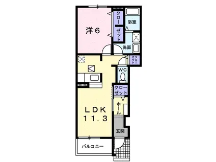 サンリット 佐橋(1LDK/1階)の間取り写真