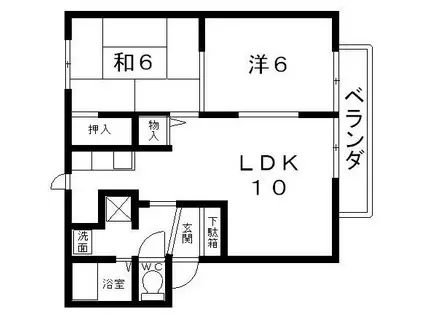西田ハイツ(2LDK/1階)の間取り写真