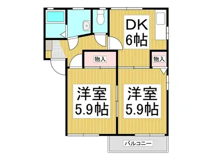 フレグランス北村 B(2DK/2階)の間取り写真