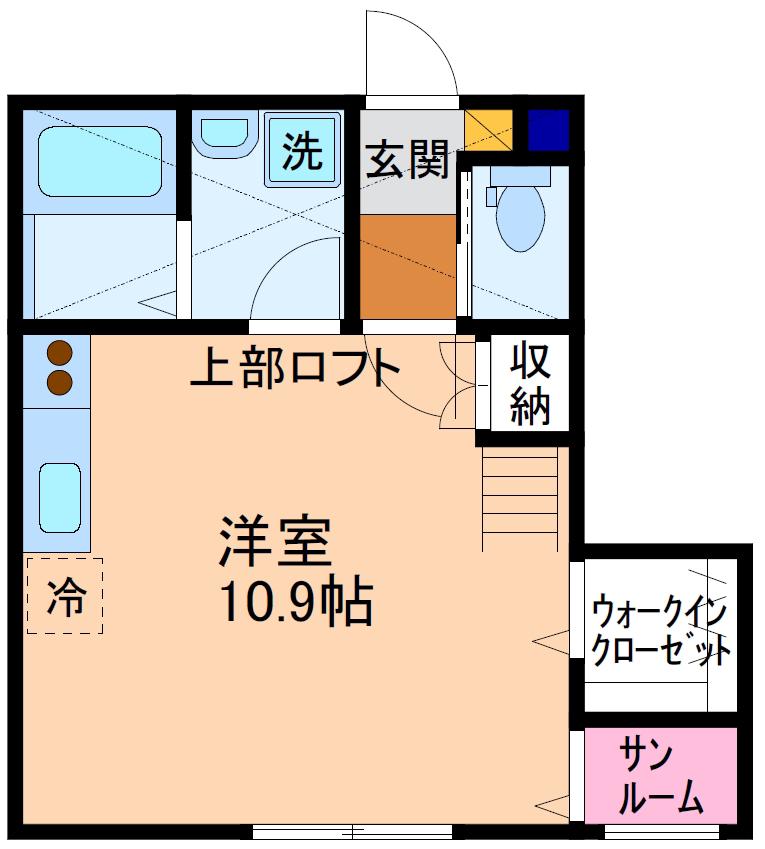 ハレクラニ(ワンルーム/2階)の間取り写真