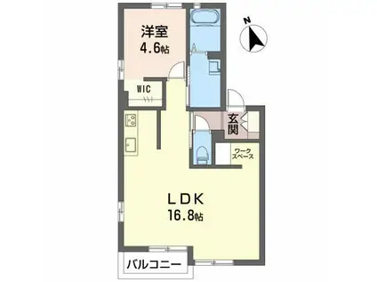 サンライズD棟(1LDK/2階)の間取り写真