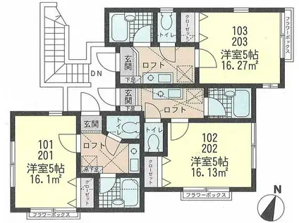 プラナス大口I(1K/2階)の間取り写真