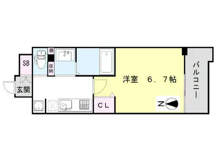 サンシャイン都島(1K/3階)の間取り写真