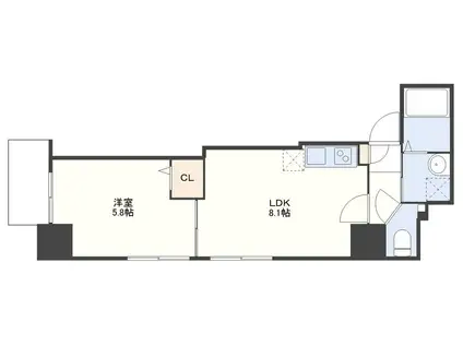 トリビュート大井手(1LDK/4階)の間取り写真