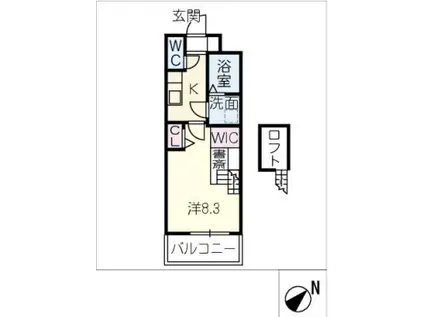 ルネス上浜(1K/5階)の間取り写真