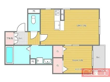 ハンプトンズ(1LDK/1階)の間取り写真