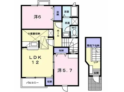 パルテールA(2LDK/2階)の間取り写真