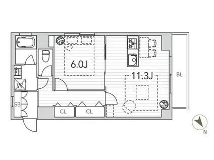 GRANDUO世田谷VII(1LDK/2階)の間取り写真