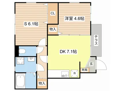 メゾンフローラ(1SDK/1階)の間取り写真