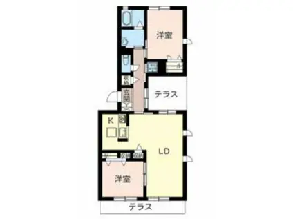 ルーチェ A棟(2LDK/1階)の間取り写真