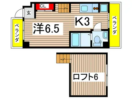 ハイサルーン・I(1K/3階)の間取り写真