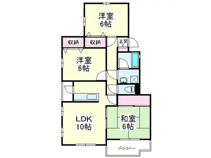 バウムコートC棟(3LDK/1階)の間取り写真