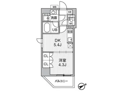 CAVANA浅草橋(1DK/9階)の間取り写真