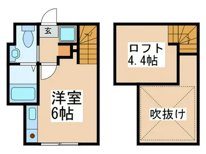 ハーミットクラブハウス長津田B棟(ワンルーム/1階)の間取り写真
