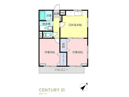 第5レジデンスアゼリア(2DK/3階)の間取り写真