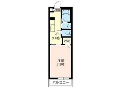 トレジャーK(1K/3階)の間取り写真