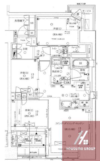 リバーガーデン四天王寺(3LDK/11階)の間取り写真