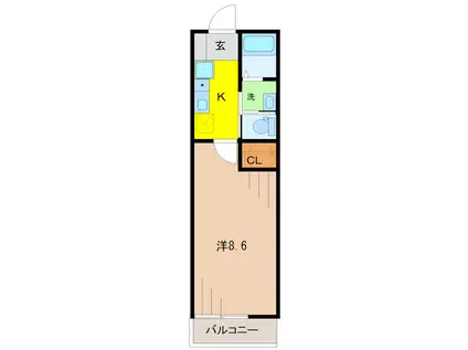 リシュール白山(1K/3階)の間取り写真