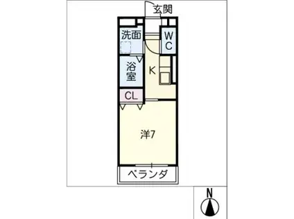 フルールD前山(1K/3階)の間取り写真