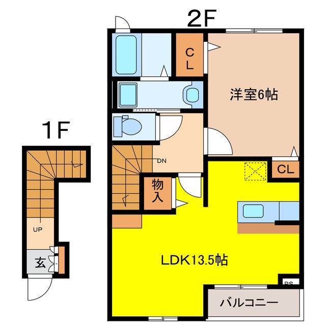 ニコニコヒルズ(1LDK/2階)の間取り写真