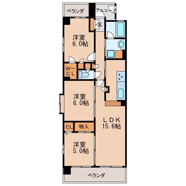 久屋公園アイリス(3LDK/5階)の間取り写真