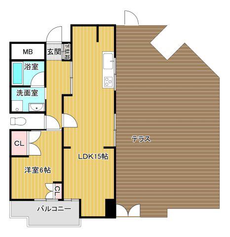 マンション朝霧3号棟(1LDK/2階)の間取り写真
