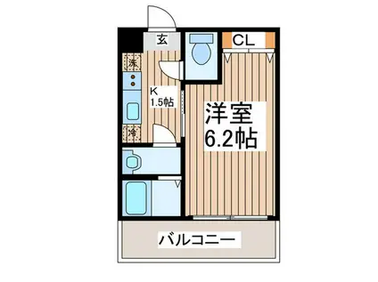 アザーレ・パッシオ中央林間(1K/2階)の間取り写真