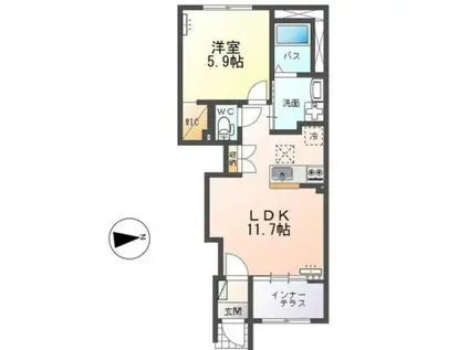 FRONT IS LAND II (1LDK/1階)の間取り写真