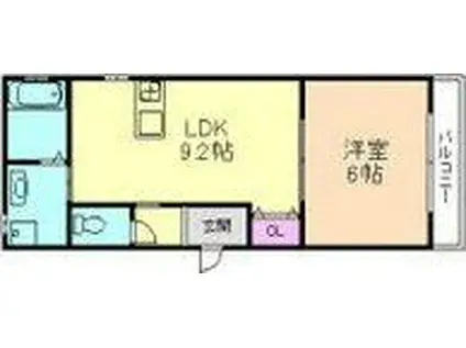 クレインコート鶴野(1LDK/1階)の間取り写真