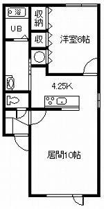 JR石北本線 南永山駅 徒歩9分 2階建 築19年(1LDK/1階)の間取り写真