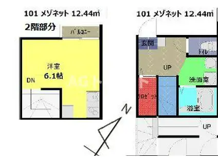 ヴィラート上尾春日(1K/1階)の間取り写真