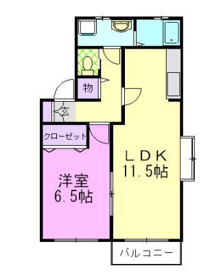 パークサイドみゆき(1LDK/2階)の間取り写真