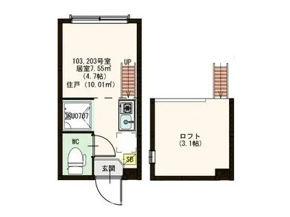 リバティコート千歳船橋(ワンルーム/1階)の間取り写真