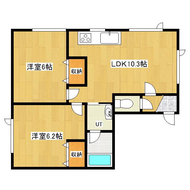 日の出ハイツ(2LDK/2階)の間取り写真