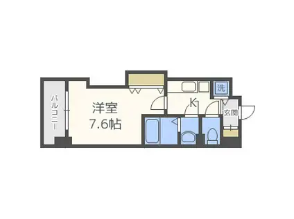 LUXE玉造II(1K/8階)の間取り写真