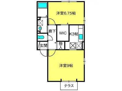 ベルデュール(2K/1階)の間取り写真