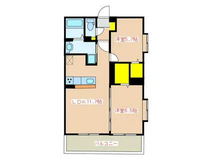 RIANMISASAGI(2LDK/1階)の間取り写真