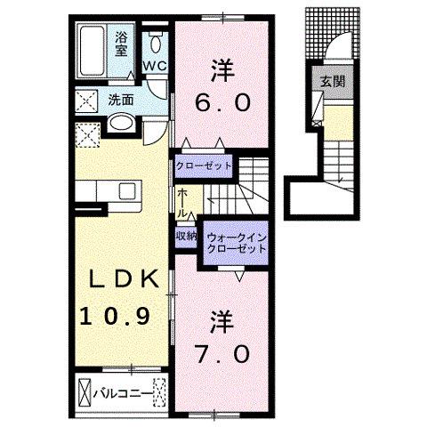 エンゼル ハート(2LDK/2階)の間取り写真
