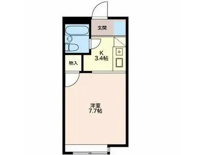 コーポウイング(1K/2階)の間取り写真