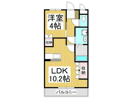 オーチャードハイツ(1LDK/2階)の間取り写真